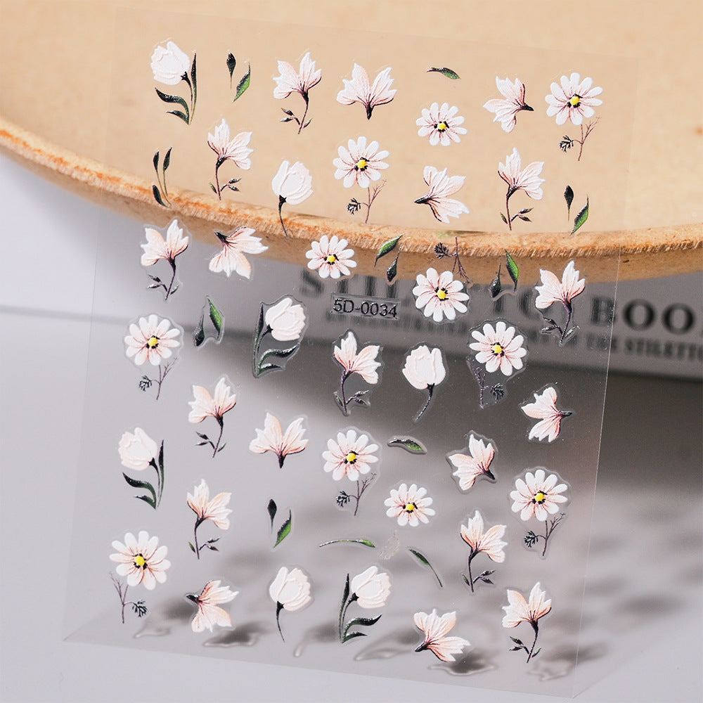 Flower Embossed Mini Sticker 1 Pcs