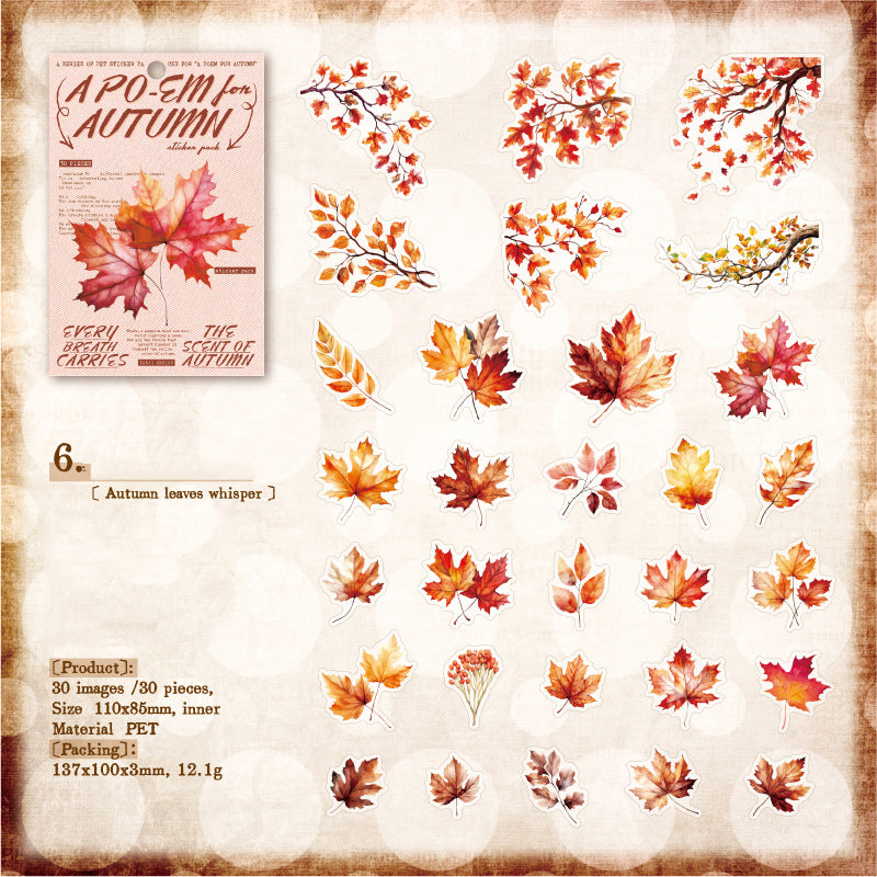 A Poem For Autmn Sticker 30pcs