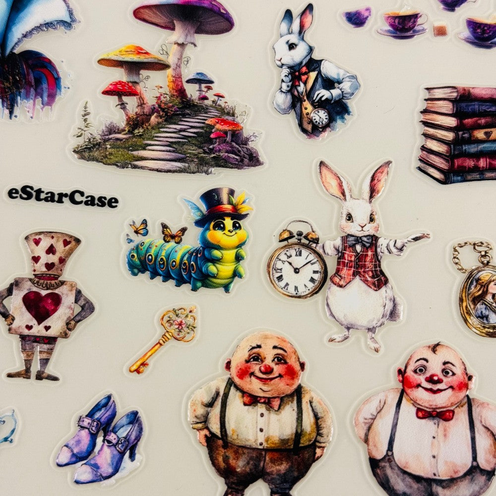 Alice Theme Embossed Sticker 1pcs