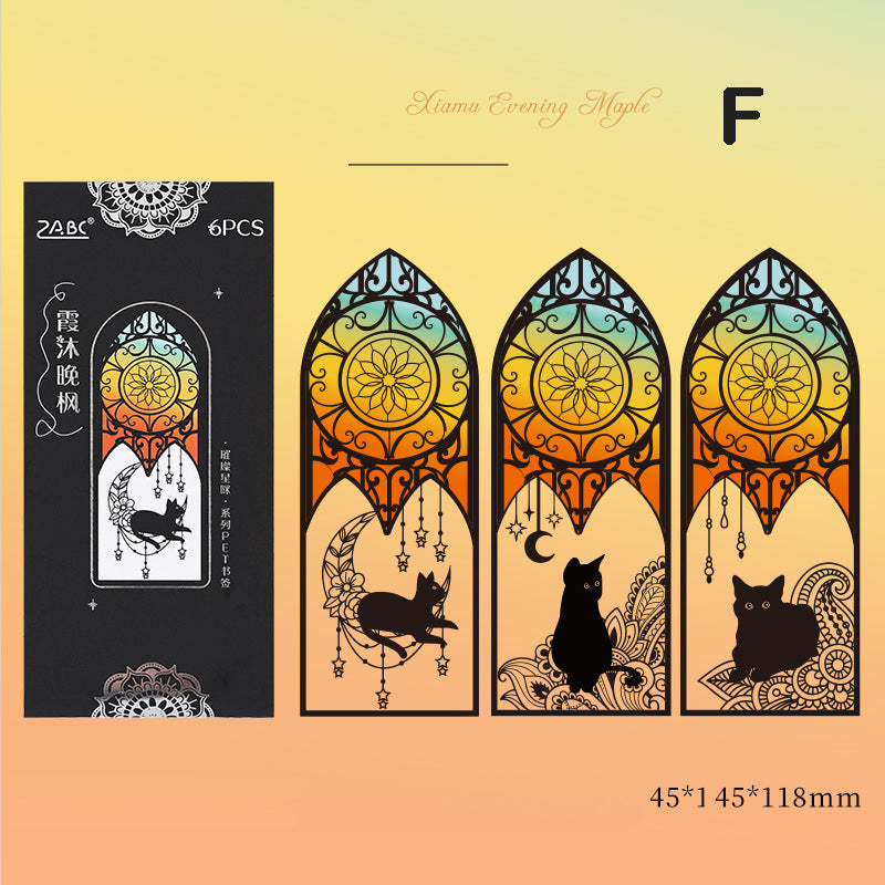 Black Cat Theme Bookmark 6pcs