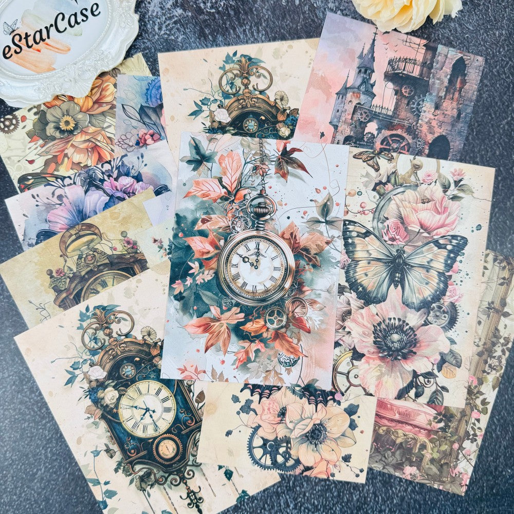 Butterflies and Clocks Paper 12pcs