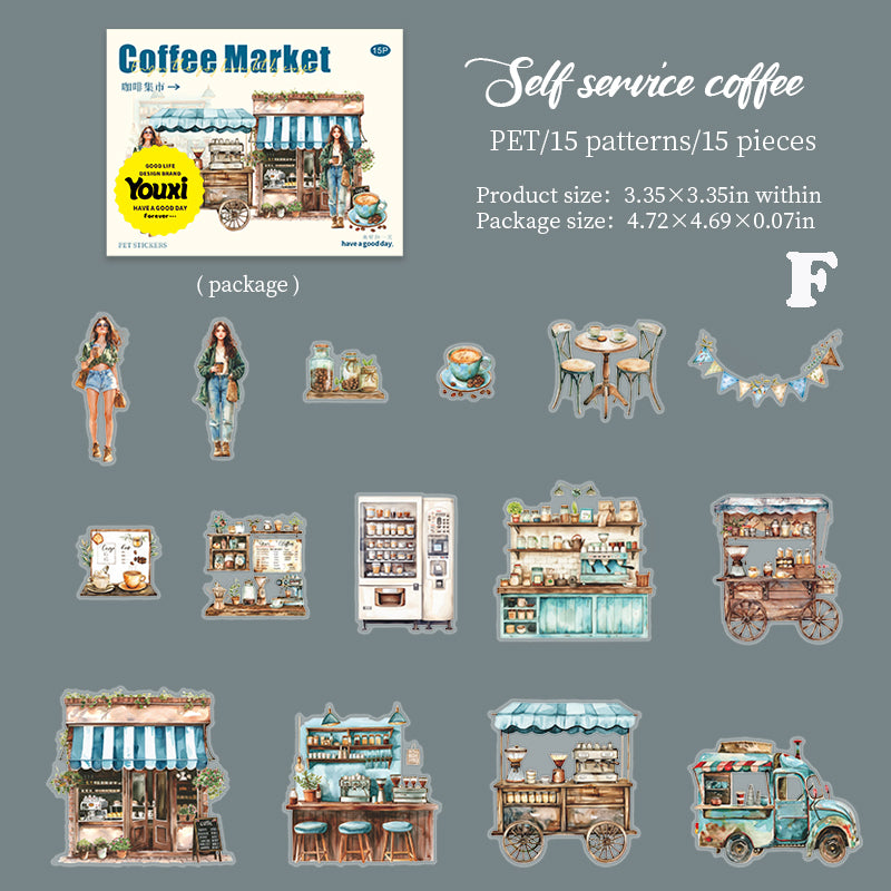 Coffee Market Sticker 15pcs