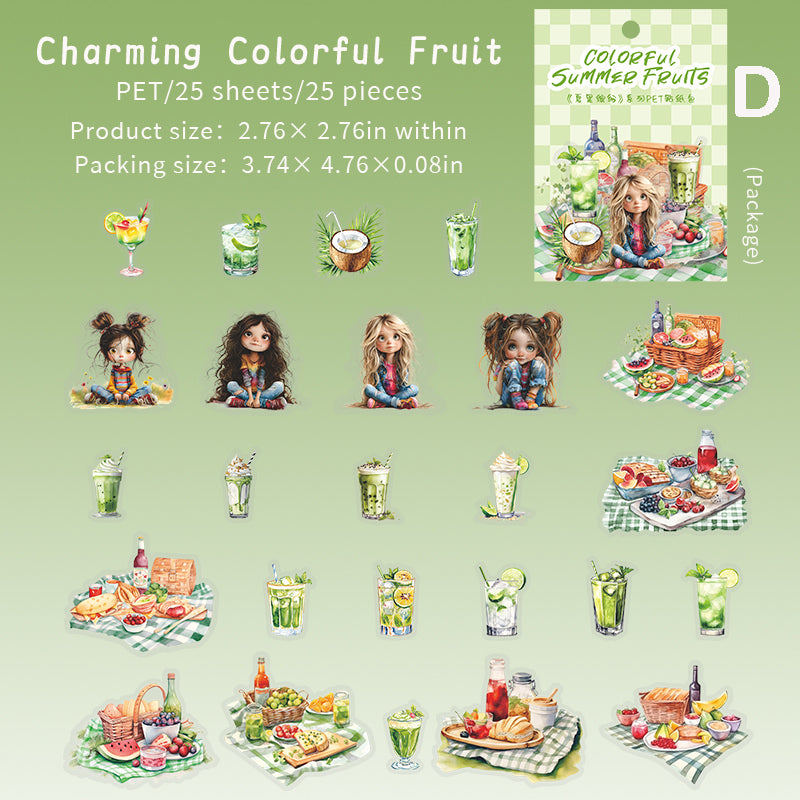 Colorful Summer Fruit Sticker 25pcs