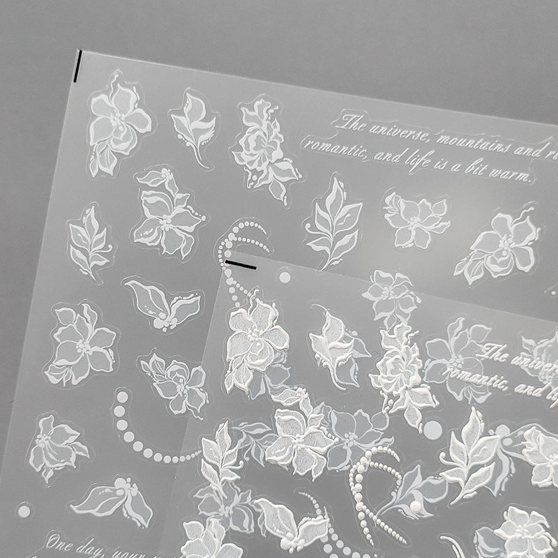 Embossed White Flower Mini Stickers