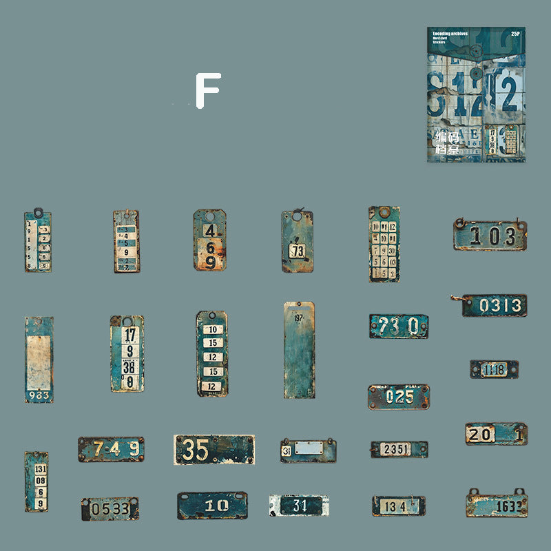 Encoding Archives Vintage Label Sticker 25pcs