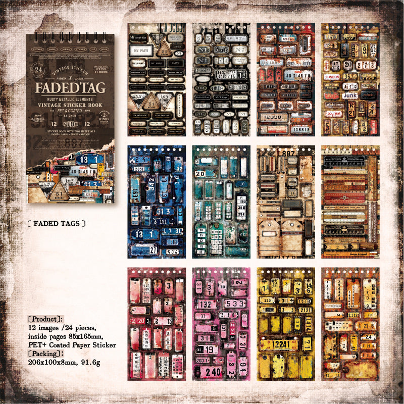 Faded Tag Stickers Book