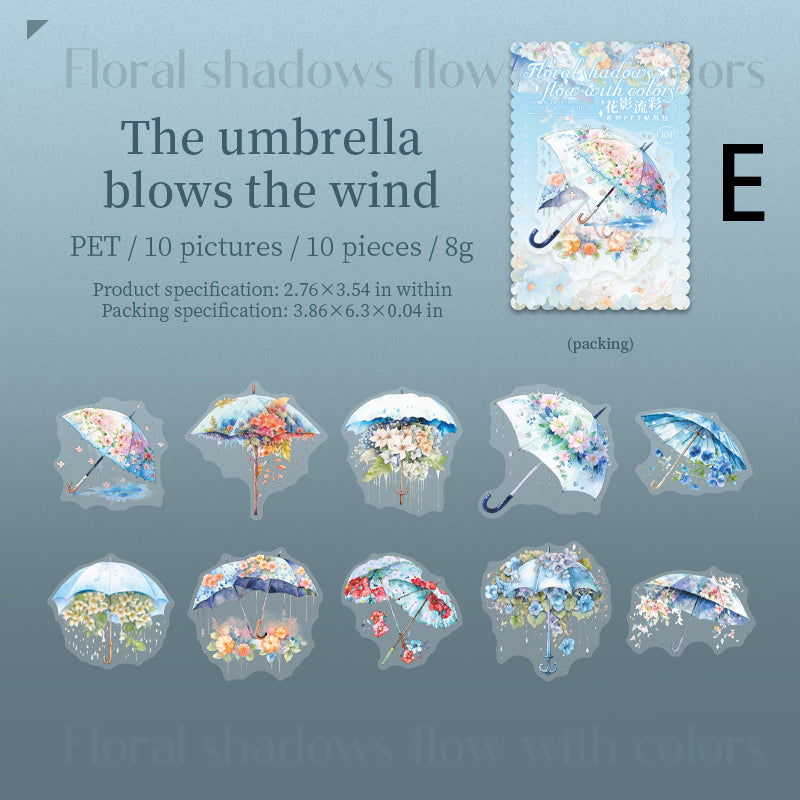 Floral Shadows Flow with Colors Sticker 10pcs