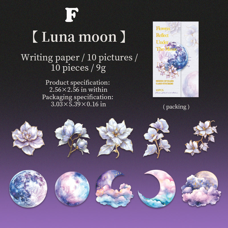 Flower Under the Moon Sticker 10pcs