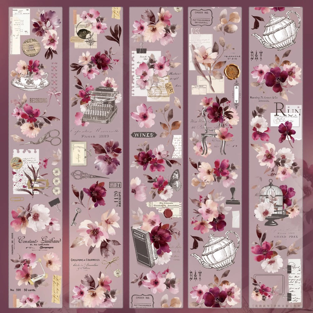 6cm*150cm Flower Rhyme Fleeting Years Vintage Flower PET/ Washi Tape