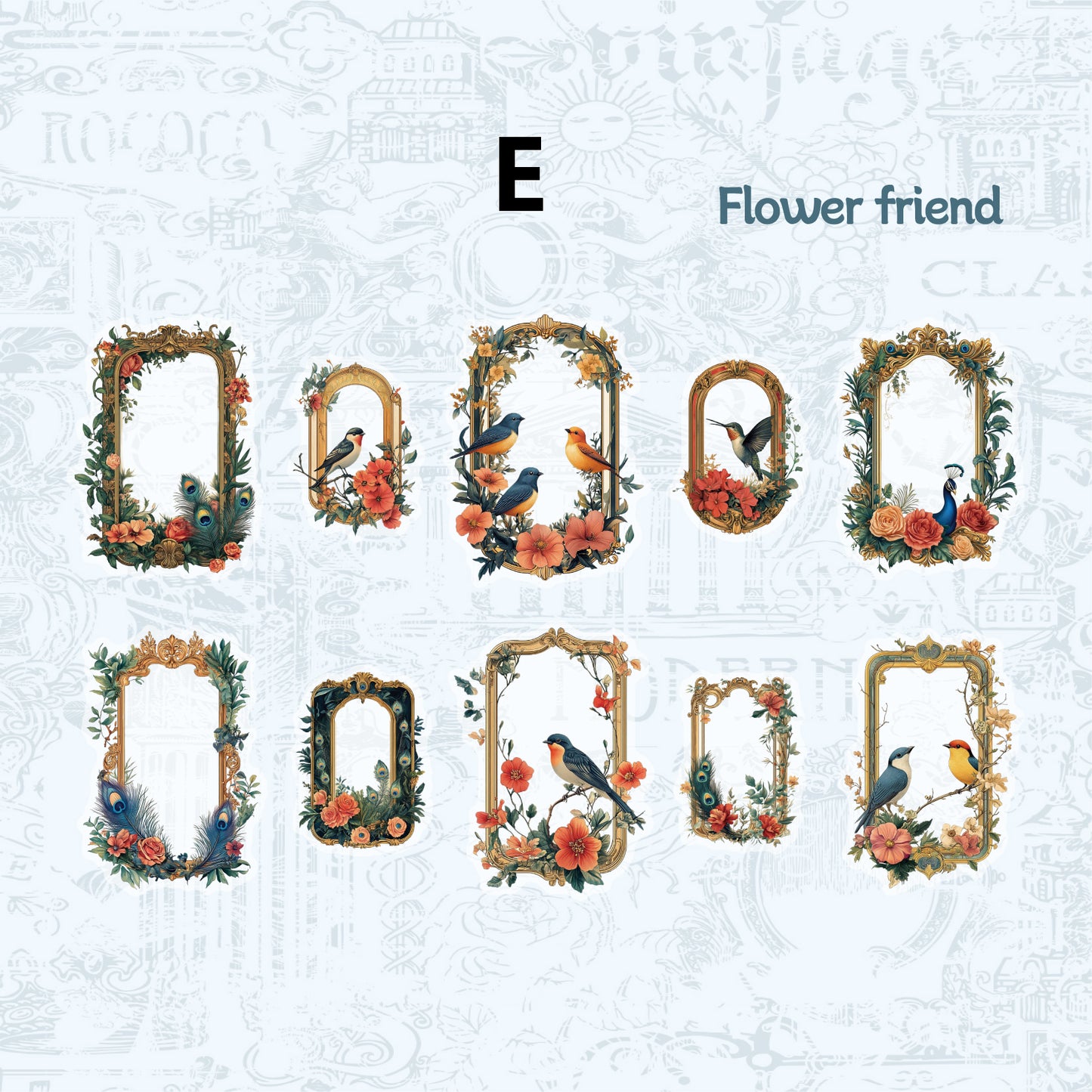 Flower Series Sticker Bag Sticker 10pcs