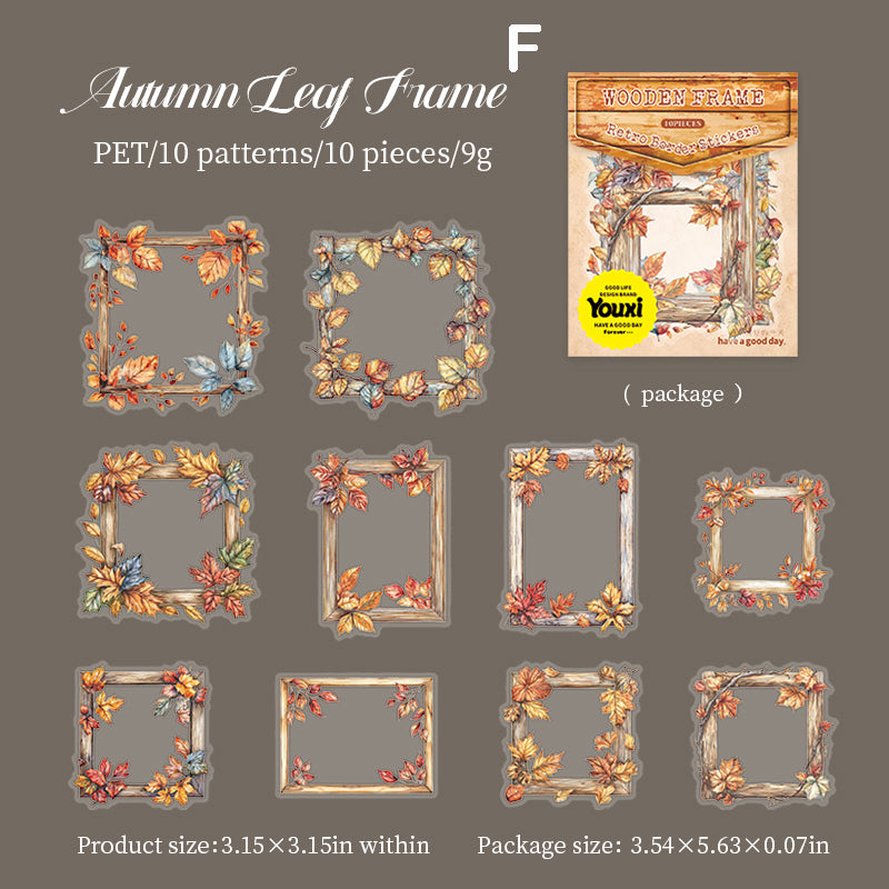 Forest Language Wooden Frame Stickers 10pcs