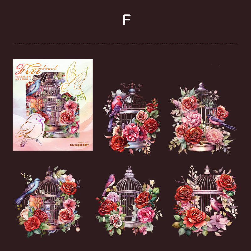 Beautiful Flower Cage Sticker 5pcs