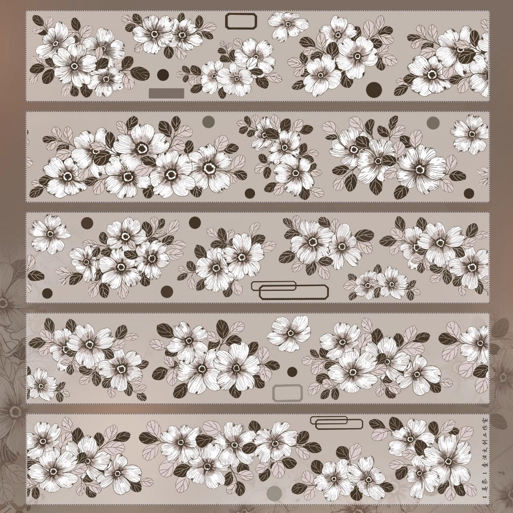 5cm*100cm Ginger Camellia Vintage Flower PET/Washi Tape