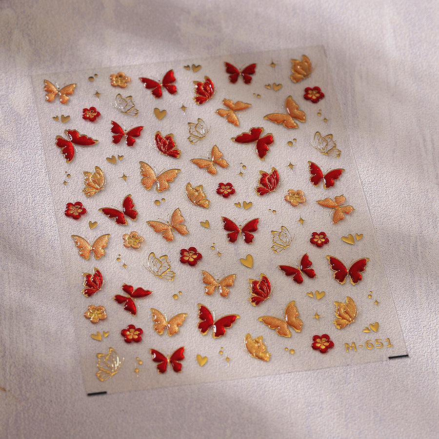 Golden Red Embossed Mini Stickers