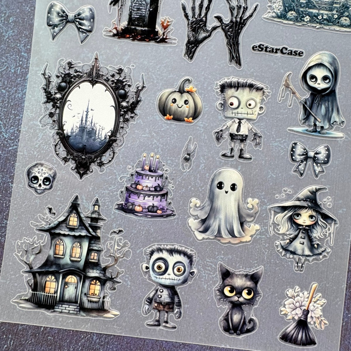 Goth Halloween Embossed Sticker 1pcs