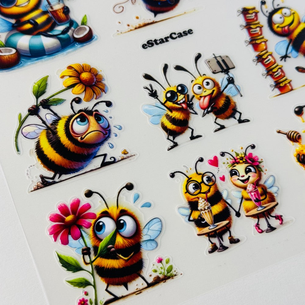 Happy Bee Embossed Sticker 1pcs