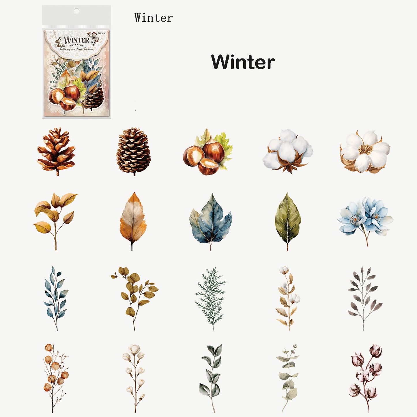 Letters from Four Seasons Stickers 20pcs