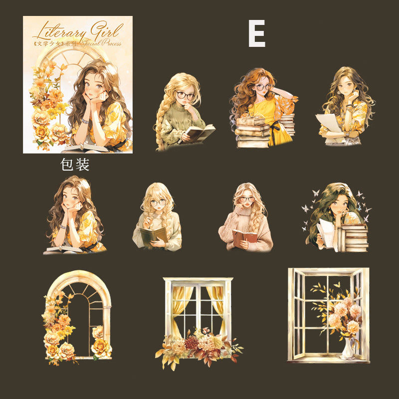 Literary Girl Sticker 10pcs