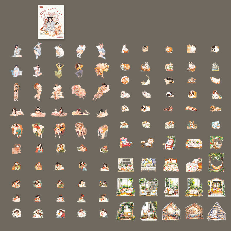 Lying Flat Plan Sticker Pack 100pcs