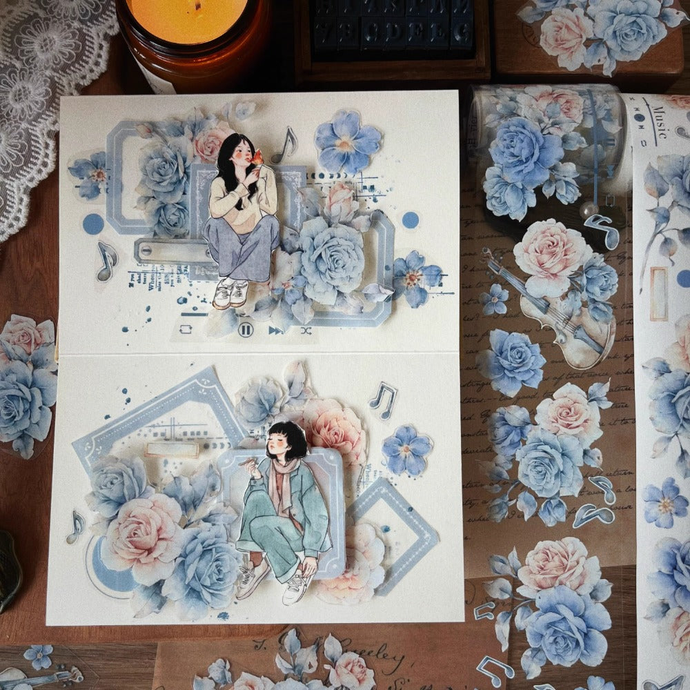 6cm*120cm Morland Retro Flower Vintage Flower PET/Washi Tape