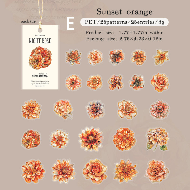 Night Rose Stickers 25pcs