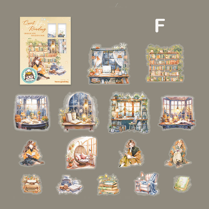 Quiet Night Reading Sticker 15pcs