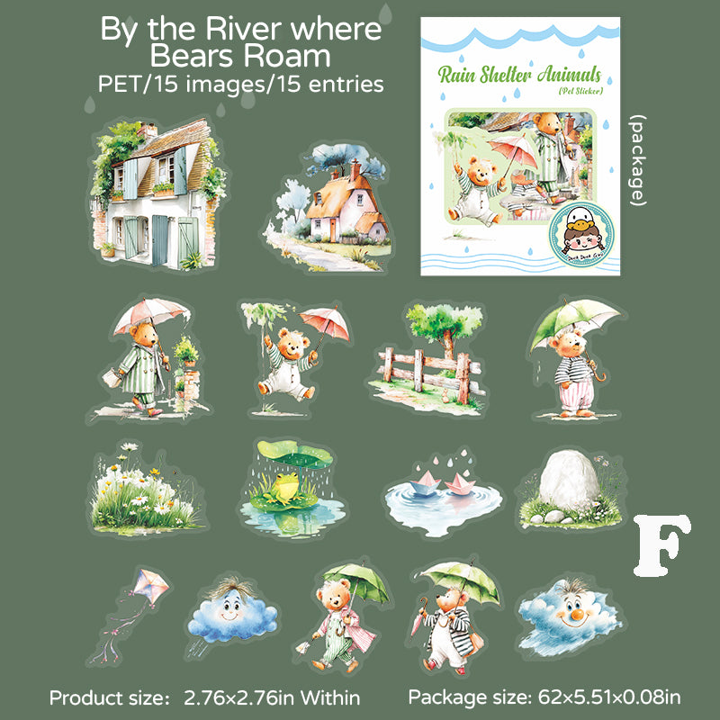 Rain Shelter Animals Sticker 15pcs