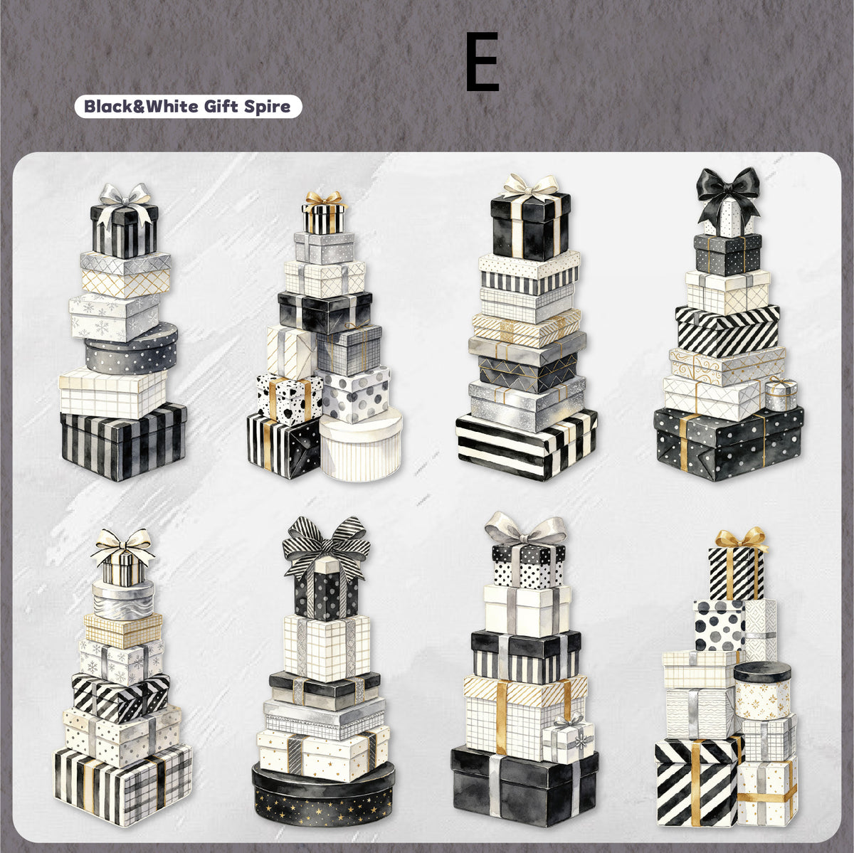 Stacked Gift Party Sticker 8pcs