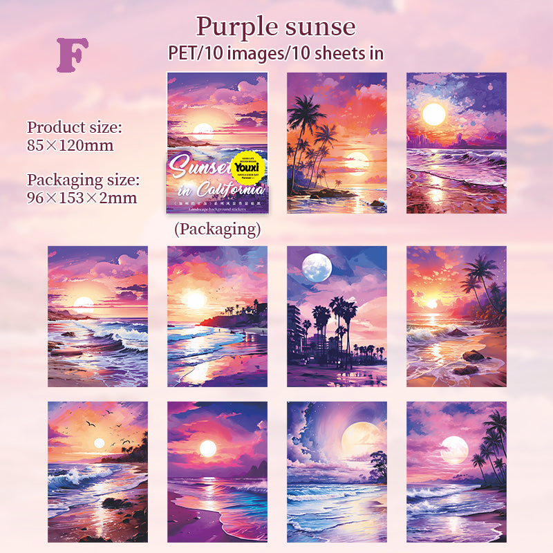 Sunset in California Sticker 10pcs