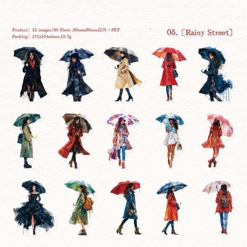 The Misty Rain Is Long Stickers 30pcs