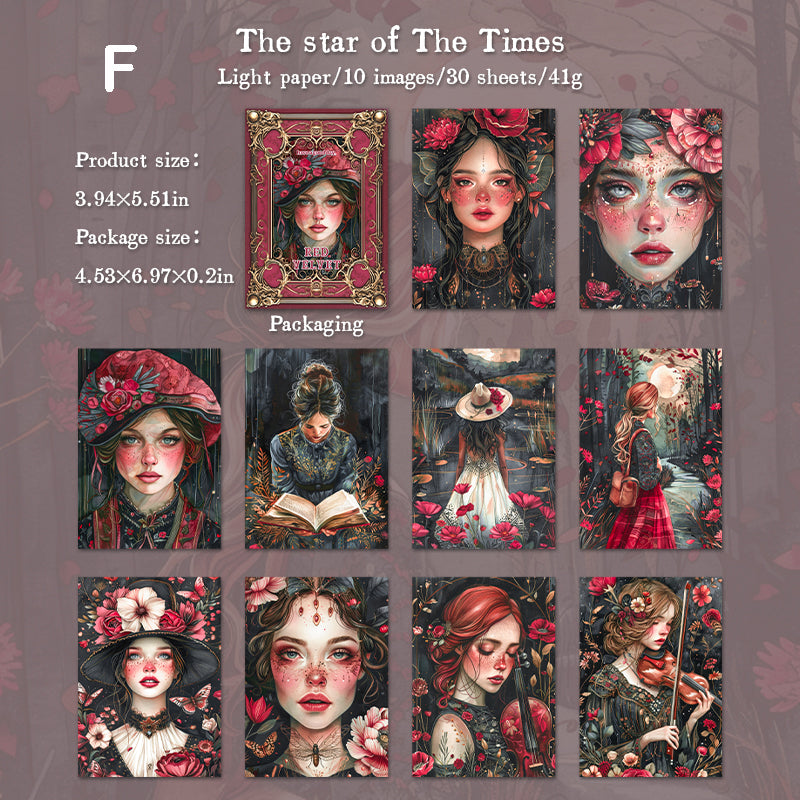 Red Velvet Vintage Paper 30pcs