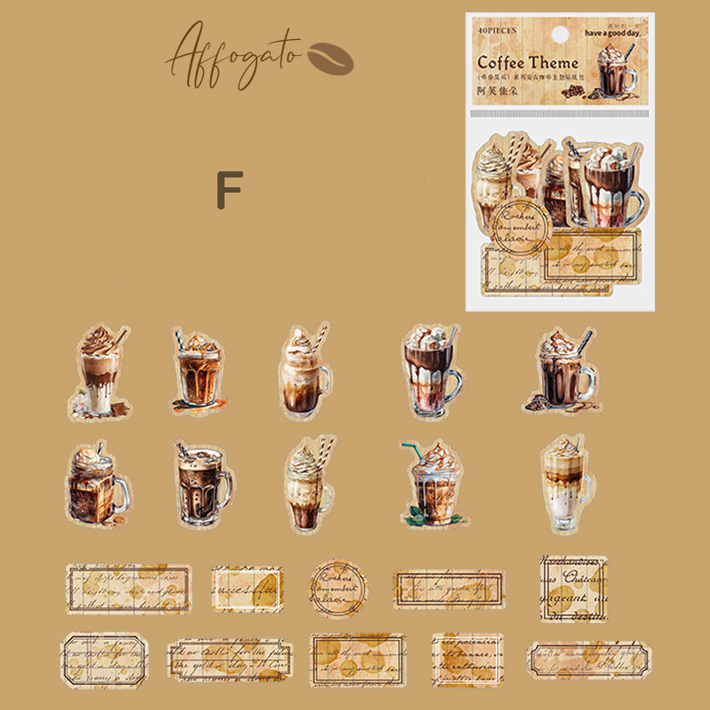 Vintage Coffee Theme Stickers Pack 40pcs