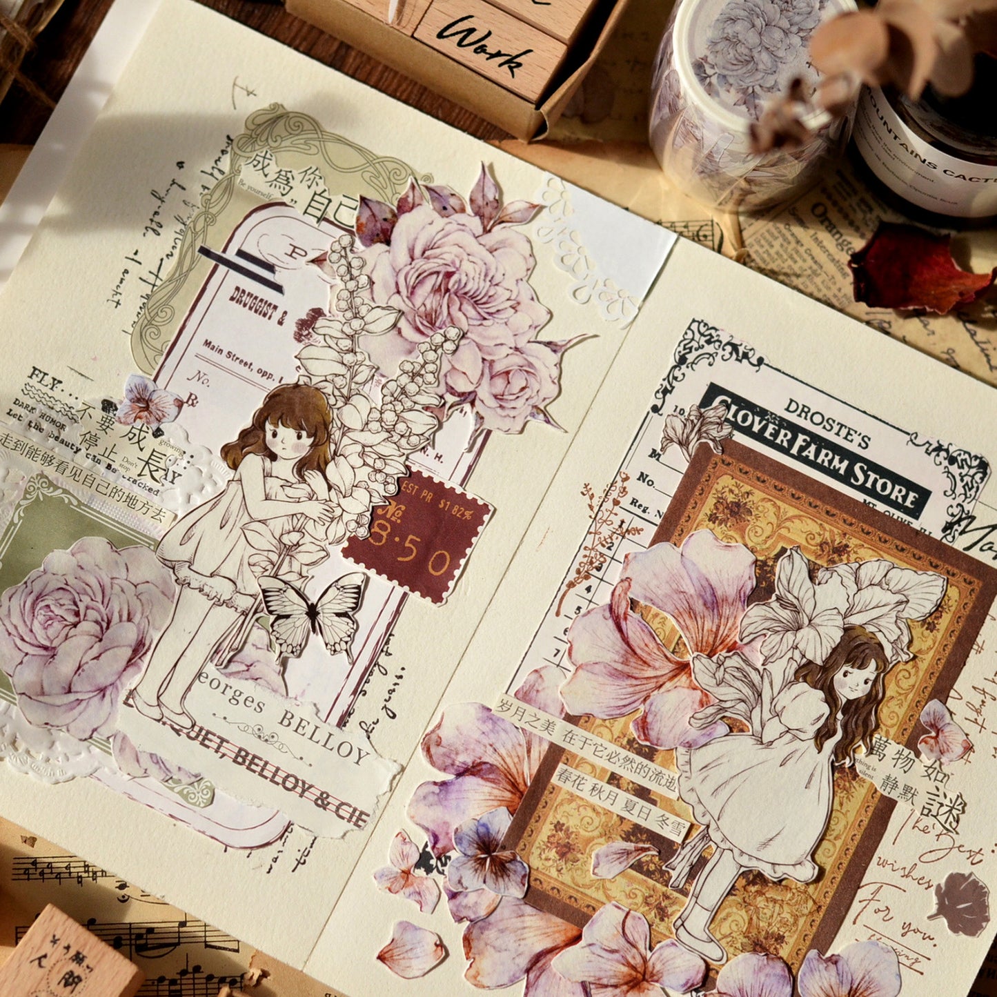 5cm*150cm Vintage Cute Character Flower Tape