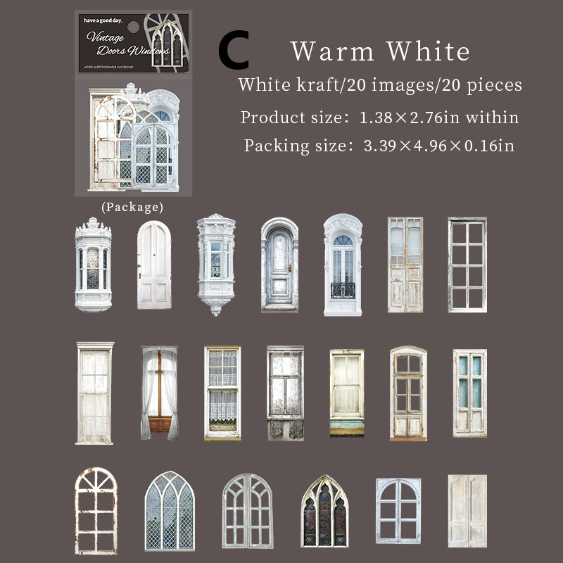 Vintage Doors Windows Stickers 20pcs