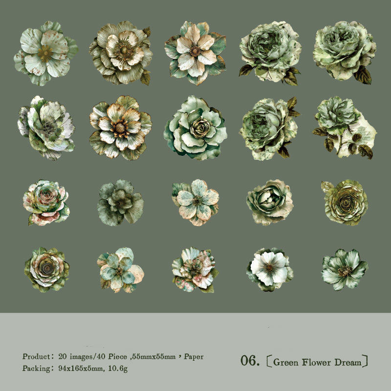 Vintage Flower Stickers 20pcs