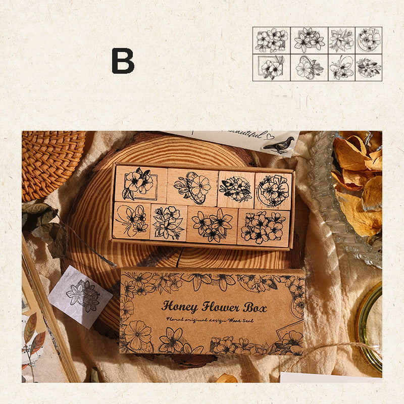 Vintage Flower Wood Rubber Stamp