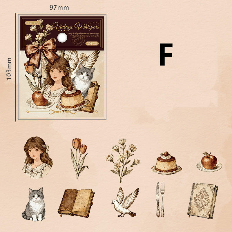 Vintage Whisper Sticker 20pcs