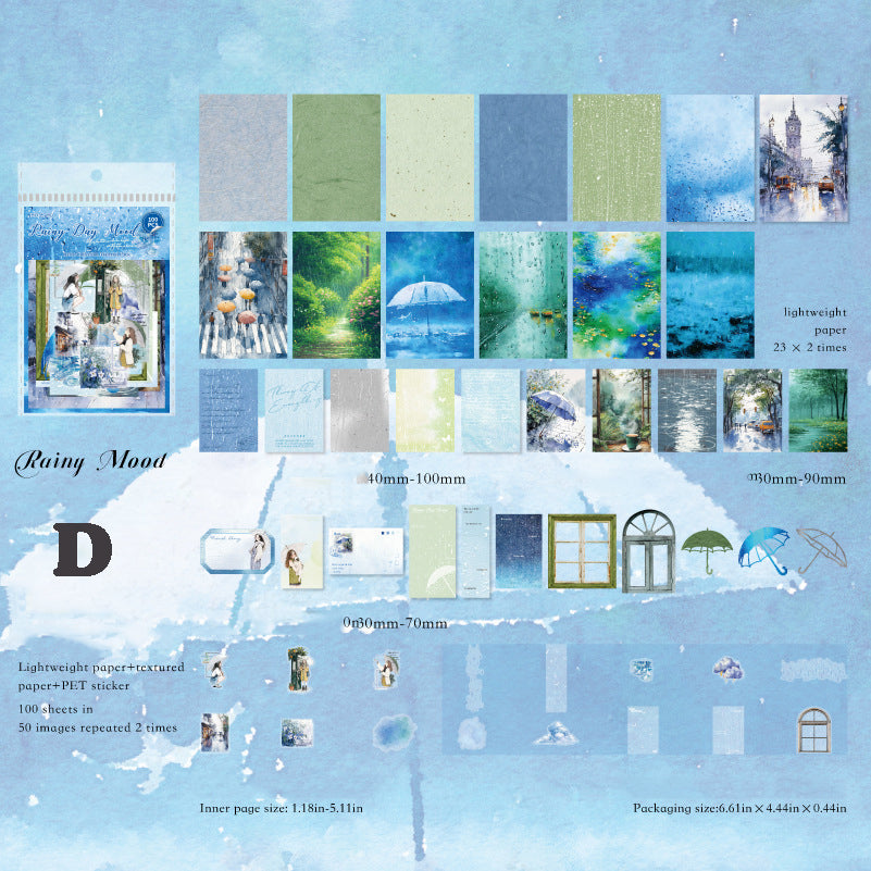 Watercolor Life Illustrated Sticker Pack 100pcs