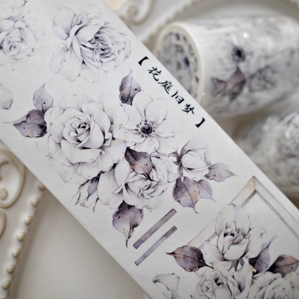 6cm*150cm White Rose Vintage Flower Washi/PET Tape