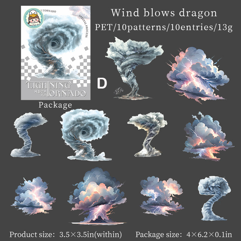 Wind Rolls and Thunder Sticker 10pcs