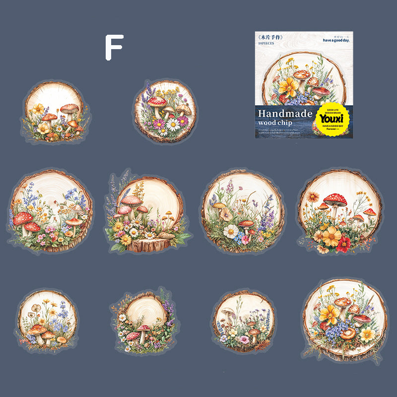 Wood Theme Sticker 10pcs