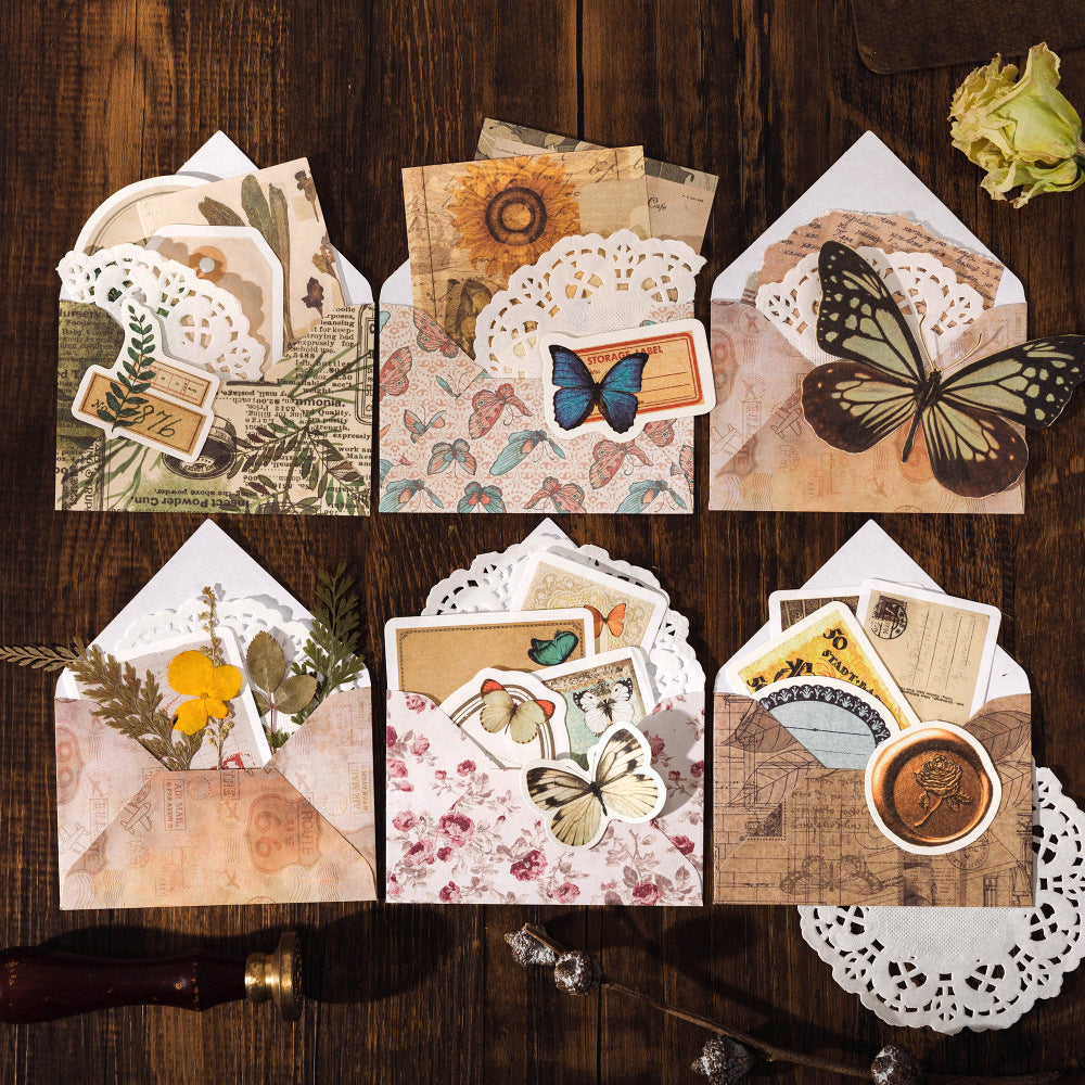 60 Pcs Vintage Memo Sticker, Scrapbook Stickers, Junk Journal Kit,  Ephemera, Label Tag, Butterfly, Insects, Flowers, Retro Writing Paper 