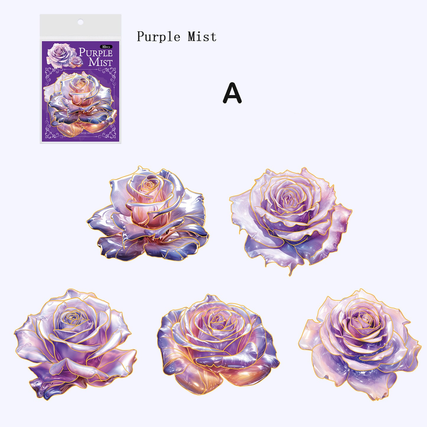 Crystal Rose Stickers 10pcs