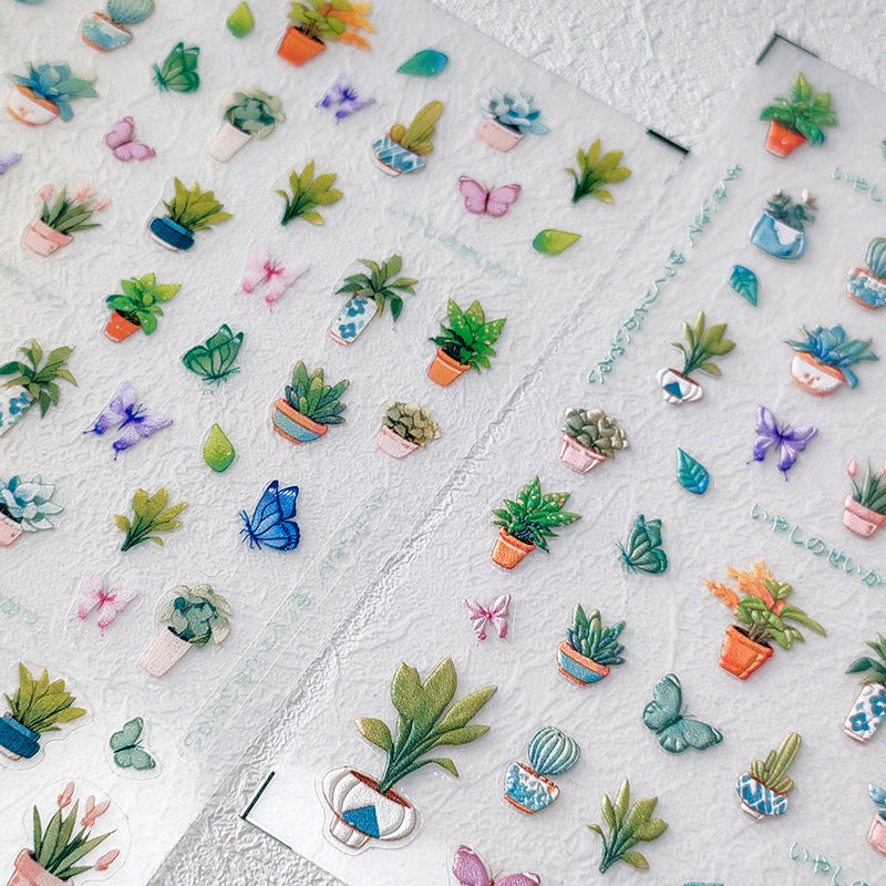 Embossed Mini Sticker Embossed Potted Plant Mini Stickers – Estarcase