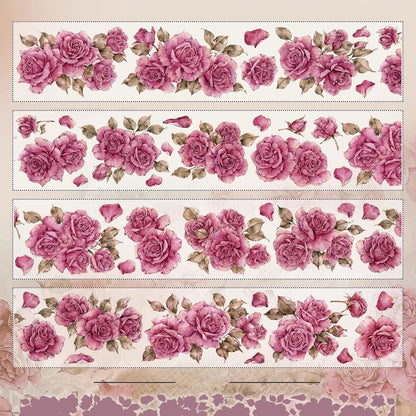 5.5cm*100cm Black Pink Flower Washi PET Tape