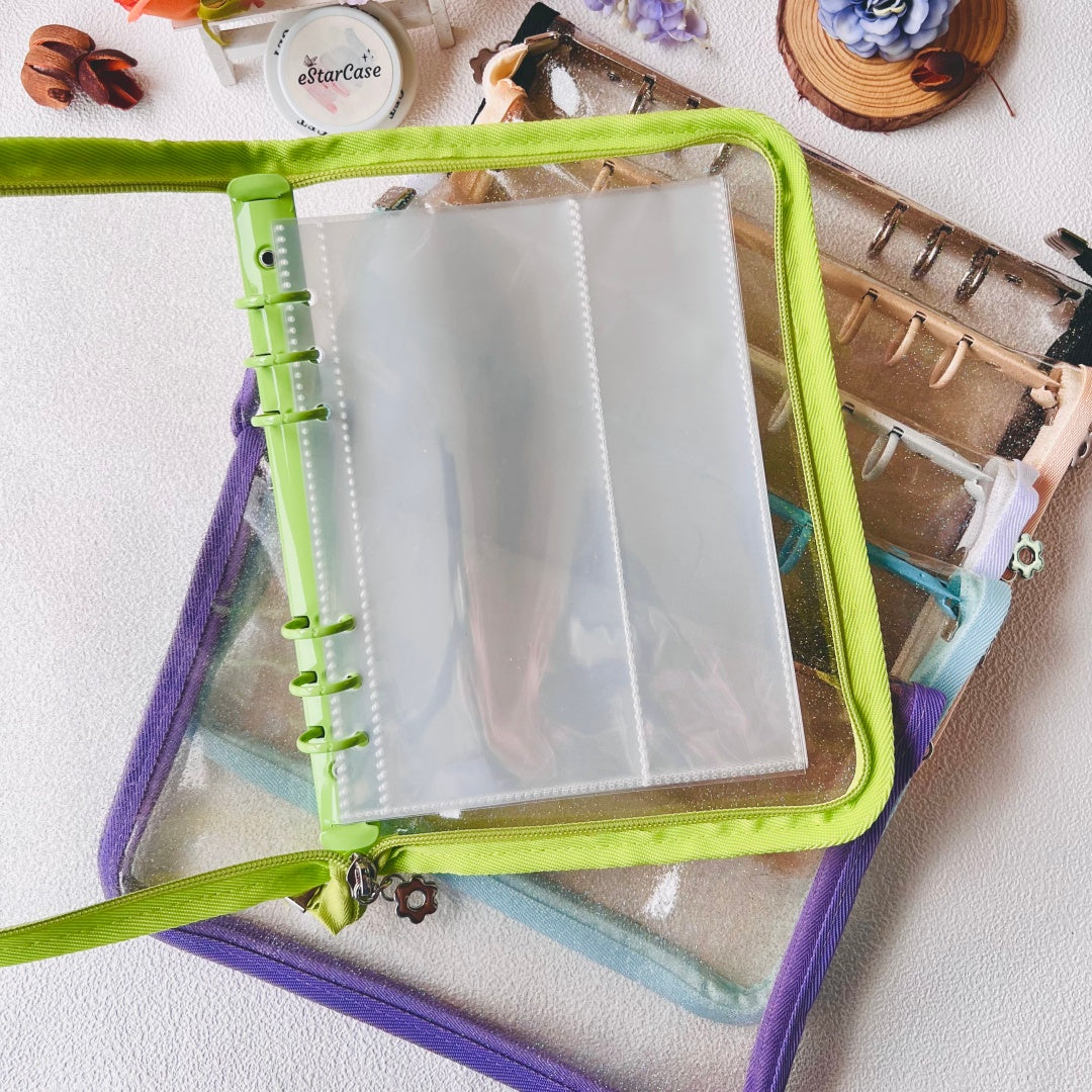 A5 Zipper Glitter Clear Storage Album Cover