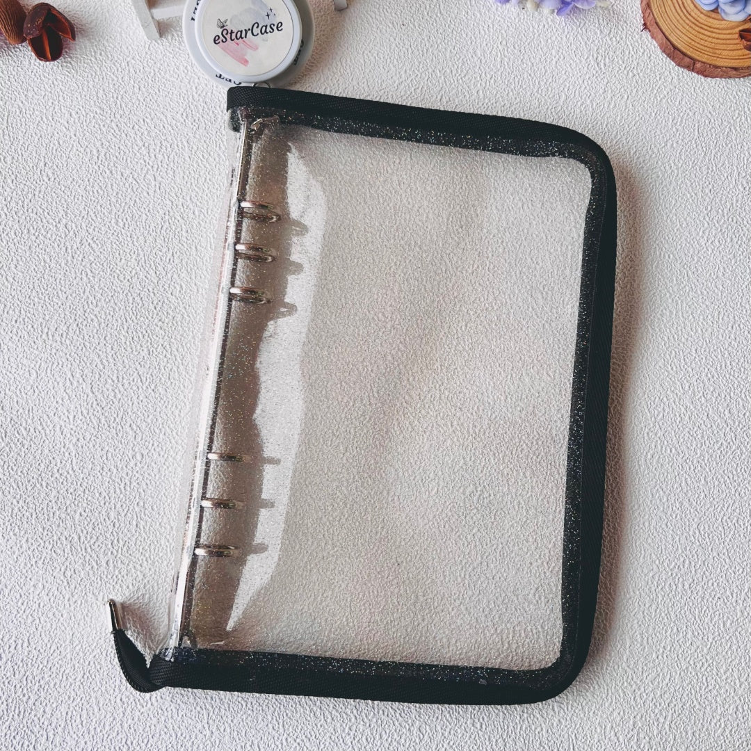 A5 Zipper Glitter Clear Storage Album Cover
