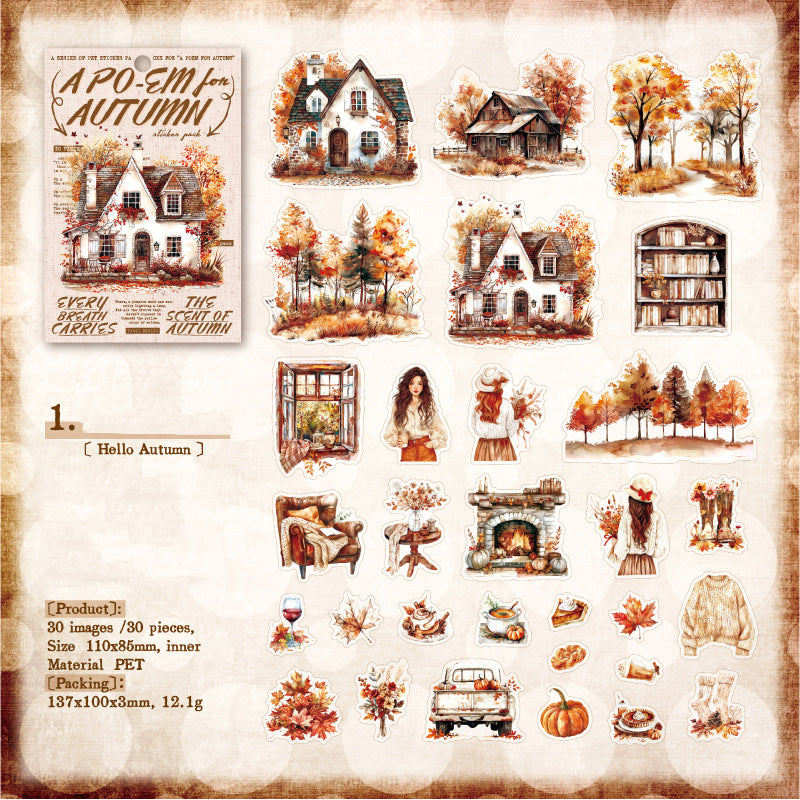 A Poem For Autmn Sticker 30pcs