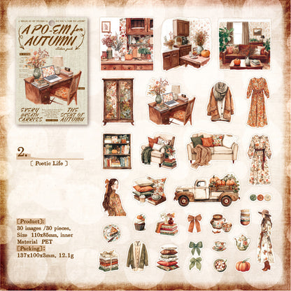 A Poem For Autmn Sticker 30pcs