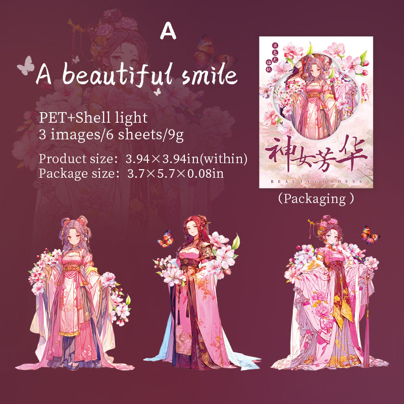 Beauty Goddess Stickers 6pcs